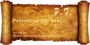 Petrovity Tóbia névjegykártya